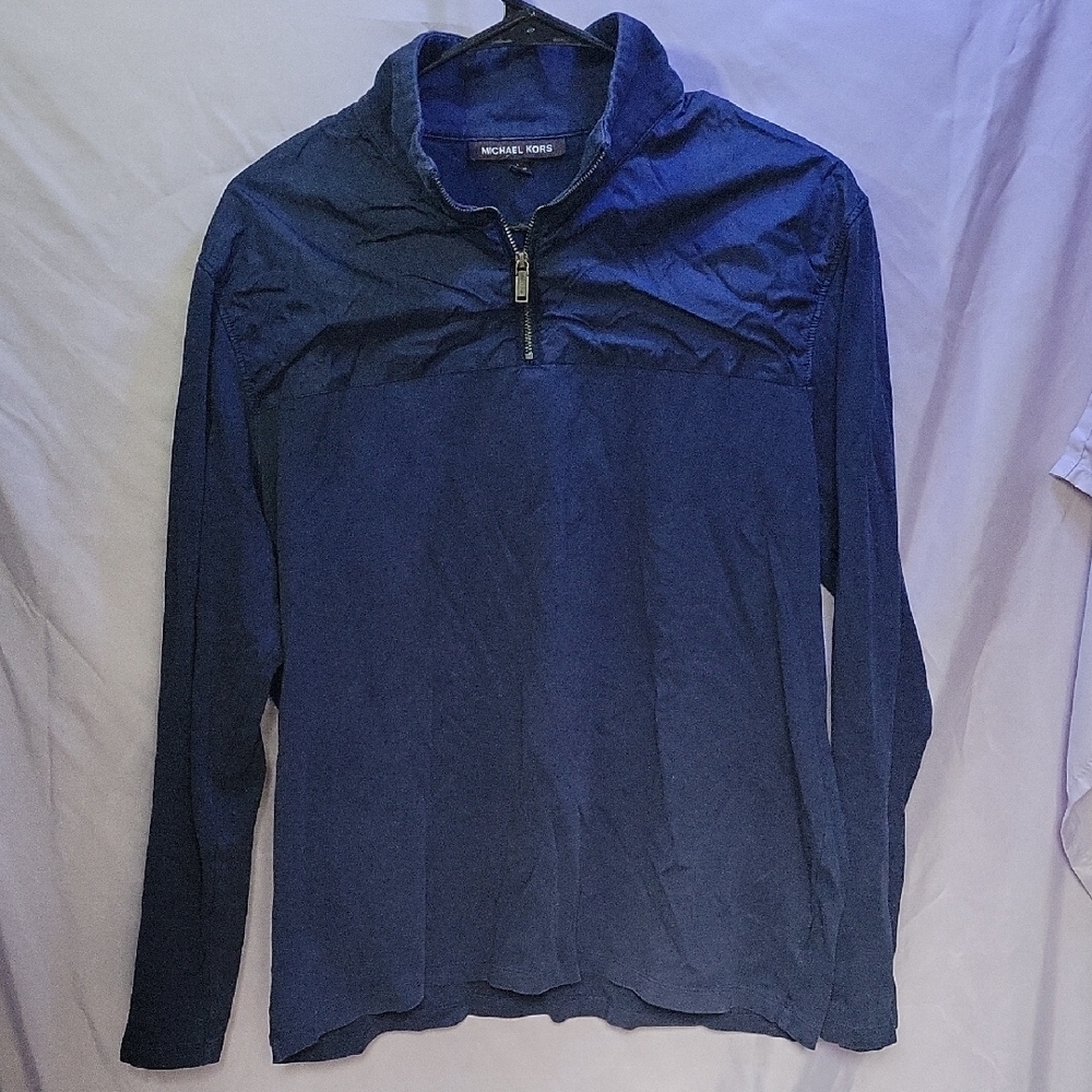 Michael Kors Navy Quarter-Zip Pullover Womens L